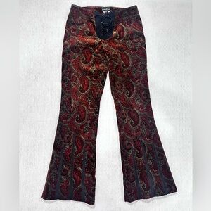 Bebe Red and Black Paisley Lace-Up Pants